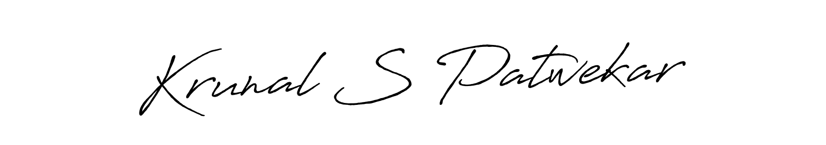 How to make Krunal S Patwekar signature? Antro_Vectra_Bolder is a professional autograph style. Create handwritten signature for Krunal S Patwekar name. Krunal S Patwekar signature style 7 images and pictures png