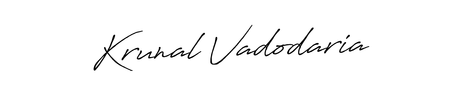 Make a beautiful signature design for name Krunal Vadodaria. With this signature (Antro_Vectra_Bolder) style, you can create a handwritten signature for free. Krunal Vadodaria signature style 7 images and pictures png