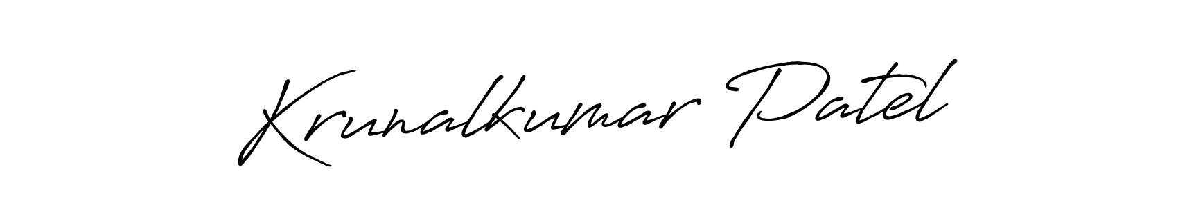 Create a beautiful signature design for name Krunalkumar Patel. With this signature (Antro_Vectra_Bolder) fonts, you can make a handwritten signature for free. Krunalkumar Patel signature style 7 images and pictures png