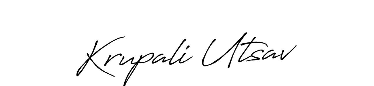 How to make Krupali Utsav name signature. Use Antro_Vectra_Bolder style for creating short signs online. This is the latest handwritten sign. Krupali Utsav signature style 7 images and pictures png