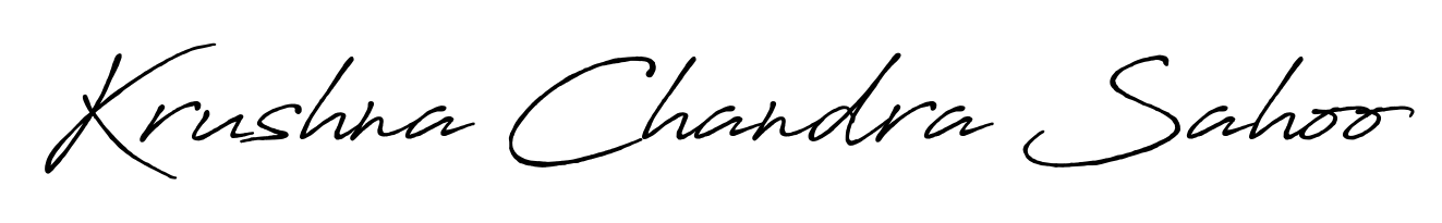 A sleek calligraphic signature for name Krushna Chandra Sahoo utilizing Antro_Vectra_Bolder styling. Great for adding personal signatures to photos and art. Krushna Chandra Sahoo signature style 7 images and pictures png
