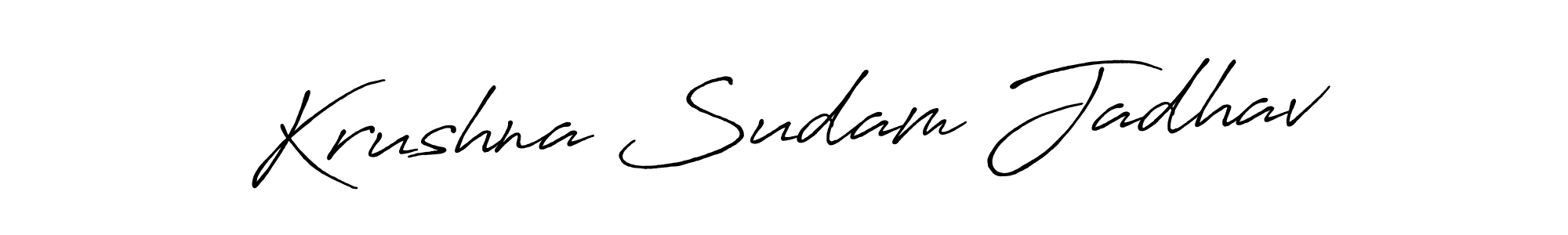 The best way (Antro_Vectra_Bolder) to make a short signature is to pick only two or three words in your name. The name Krushna Sudam Jadhav include a total of six letters. For converting this name. Krushna Sudam Jadhav signature style 7 images and pictures png