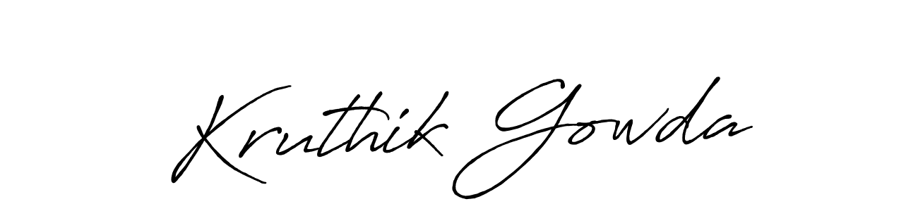 Make a beautiful signature design for name Kruthik Gowda. With this signature (Antro_Vectra_Bolder) style, you can create a handwritten signature for free. Kruthik Gowda signature style 7 images and pictures png