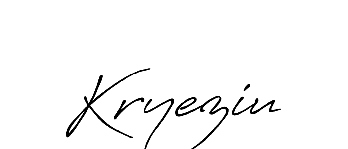 How to make Kryeziu name signature. Use Antro_Vectra_Bolder style for creating short signs online. This is the latest handwritten sign. Kryeziu signature style 7 images and pictures png