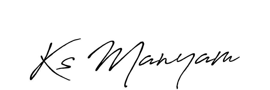 You should practise on your own different ways (Antro_Vectra_Bolder) to write your name (Ks Manyam) in signature. don't let someone else do it for you. Ks Manyam signature style 7 images and pictures png