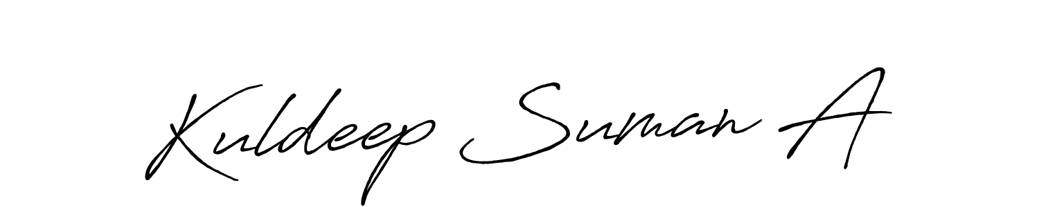 The best way (Antro_Vectra_Bolder) to make a short signature is to pick only two or three words in your name. The name Kuldeep Suman A include a total of six letters. For converting this name. Kuldeep Suman A signature style 7 images and pictures png