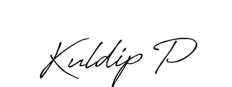 How to make Kuldip P name signature. Use Antro_Vectra_Bolder style for creating short signs online. This is the latest handwritten sign. Kuldip P signature style 7 images and pictures png