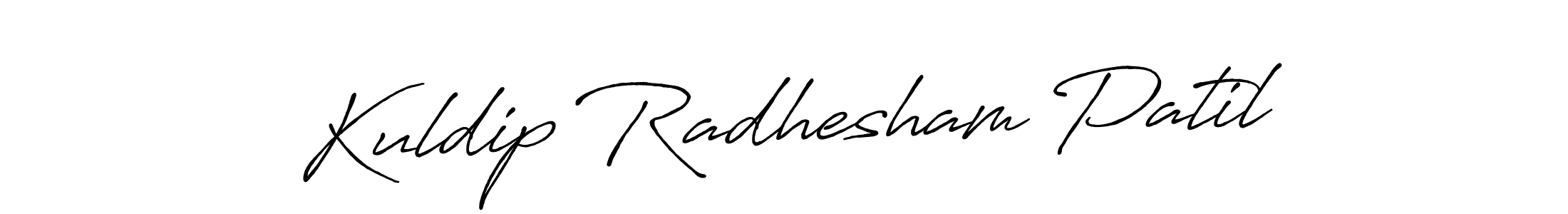 Make a beautiful signature design for name Kuldip Radhesham Patil. With this signature (Antro_Vectra_Bolder) style, you can create a handwritten signature for free. Kuldip Radhesham Patil signature style 7 images and pictures png
