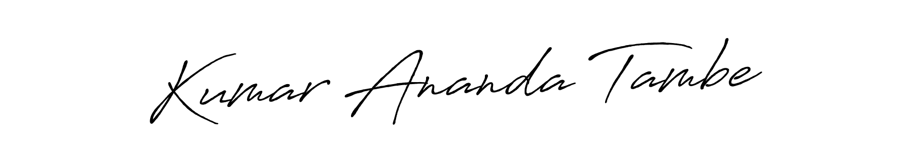 The best way (Antro_Vectra_Bolder) to make a short signature is to pick only two or three words in your name. The name Kumar Ananda Tambe include a total of six letters. For converting this name. Kumar Ananda Tambe signature style 7 images and pictures png