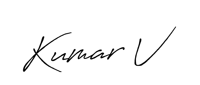 Make a beautiful signature design for name Kumar V. With this signature (Antro_Vectra_Bolder) style, you can create a handwritten signature for free. Kumar V signature style 7 images and pictures png