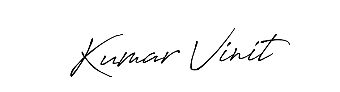 How to make Kumar Vinit name signature. Use Antro_Vectra_Bolder style for creating short signs online. This is the latest handwritten sign. Kumar Vinit signature style 7 images and pictures png