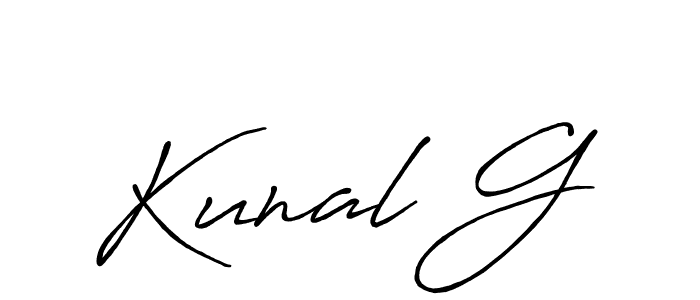 Also You can easily find your signature by using the search form. We will create Kunal G name handwritten signature images for you free of cost using Antro_Vectra_Bolder sign style. Kunal G signature style 7 images and pictures png