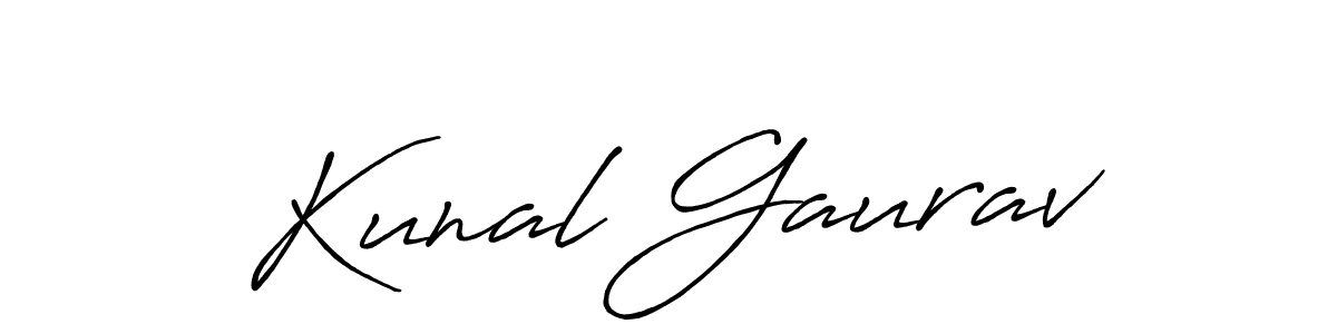 How to make Kunal Gaurav name signature. Use Antro_Vectra_Bolder style for creating short signs online. This is the latest handwritten sign. Kunal Gaurav signature style 7 images and pictures png