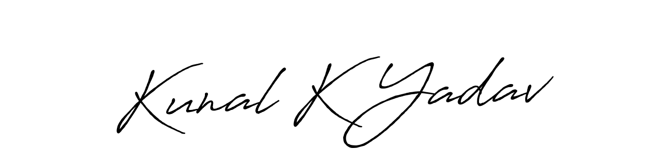 Make a beautiful signature design for name Kunal K Yadav. With this signature (Antro_Vectra_Bolder) style, you can create a handwritten signature for free. Kunal K Yadav signature style 7 images and pictures png