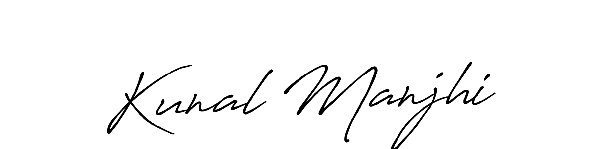 How to make Kunal Manjhi name signature. Use Antro_Vectra_Bolder style for creating short signs online. This is the latest handwritten sign. Kunal Manjhi signature style 7 images and pictures png