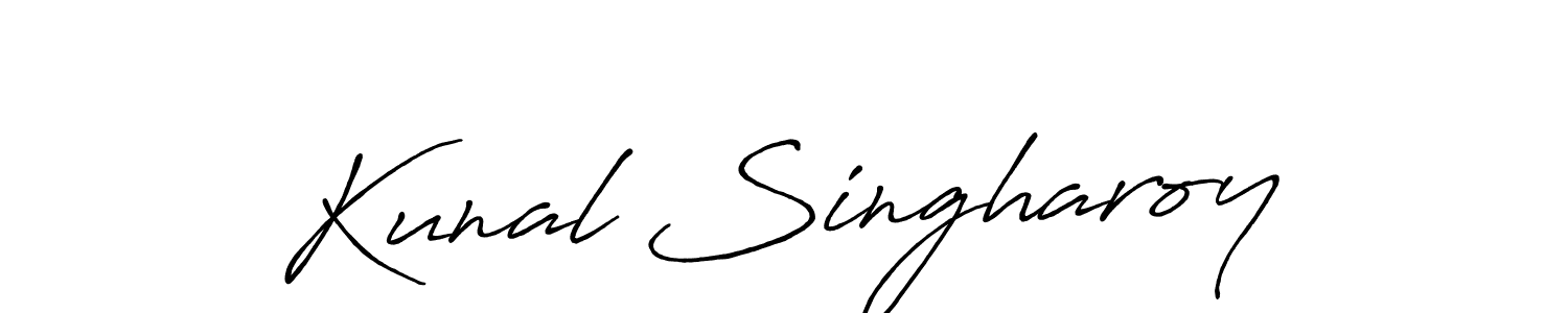 How to make Kunal Singharoy name signature. Use Antro_Vectra_Bolder style for creating short signs online. This is the latest handwritten sign. Kunal Singharoy signature style 7 images and pictures png