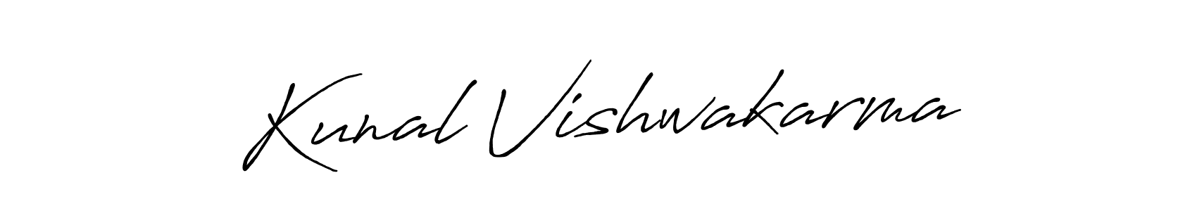 How to make Kunal Vishwakarma name signature. Use Antro_Vectra_Bolder style for creating short signs online. This is the latest handwritten sign. Kunal Vishwakarma signature style 7 images and pictures png