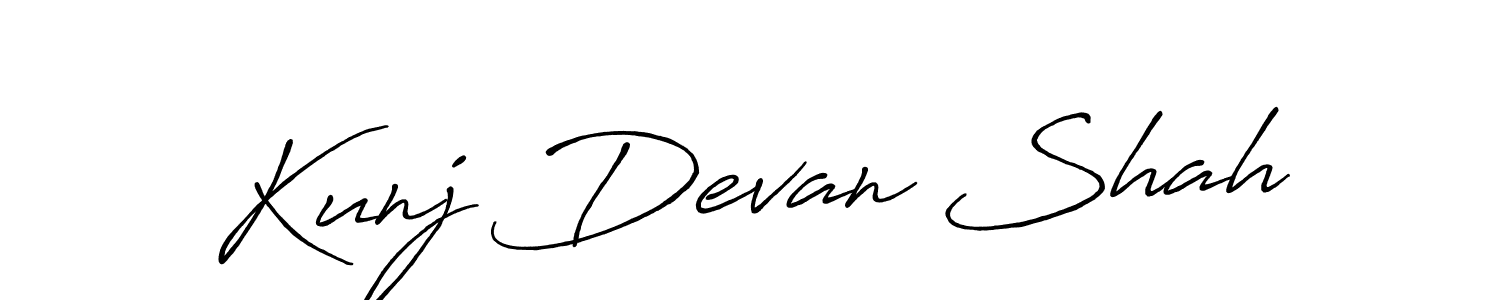 You should practise on your own different ways (Antro_Vectra_Bolder) to write your name (Kunj Devan Shah) in signature. don't let someone else do it for you. Kunj Devan Shah signature style 7 images and pictures png