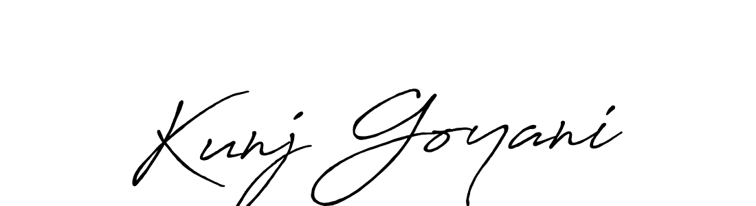 How to make Kunj Goyani name signature. Use Antro_Vectra_Bolder style for creating short signs online. This is the latest handwritten sign. Kunj Goyani signature style 7 images and pictures png