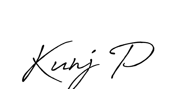 Make a beautiful signature design for name Kunj P. With this signature (Antro_Vectra_Bolder) style, you can create a handwritten signature for free. Kunj P signature style 7 images and pictures png