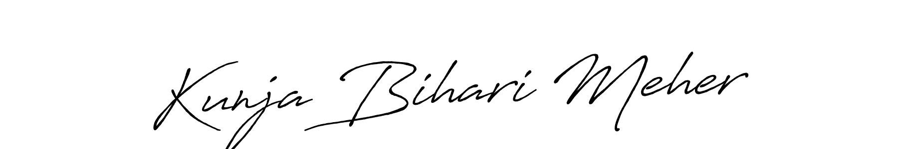 Create a beautiful signature design for name Kunja Bihari Meher. With this signature (Antro_Vectra_Bolder) fonts, you can make a handwritten signature for free. Kunja Bihari Meher signature style 7 images and pictures png