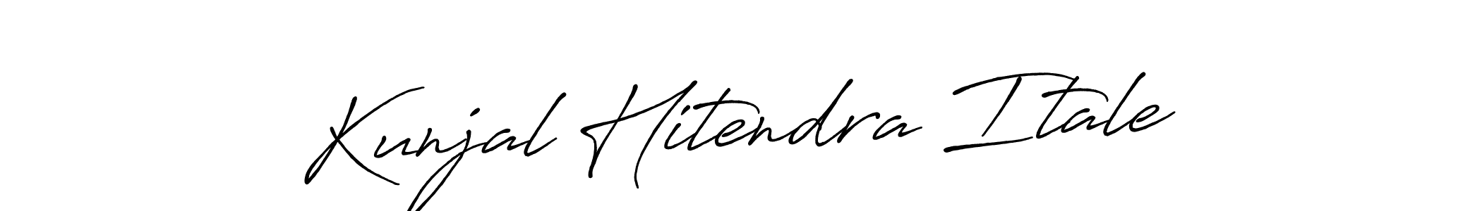You should practise on your own different ways (Antro_Vectra_Bolder) to write your name (Kunjal Hitendra Itale) in signature. don't let someone else do it for you. Kunjal Hitendra Itale signature style 7 images and pictures png