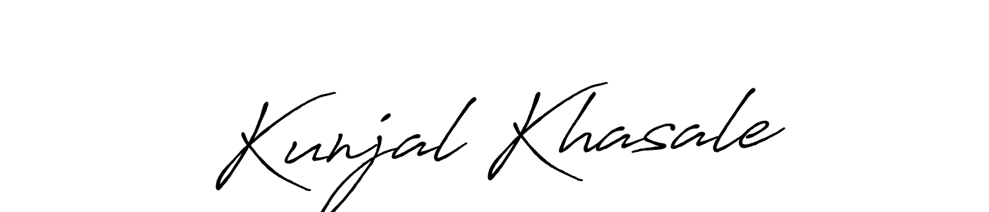 How to make Kunjal Khasale name signature. Use Antro_Vectra_Bolder style for creating short signs online. This is the latest handwritten sign. Kunjal Khasale signature style 7 images and pictures png