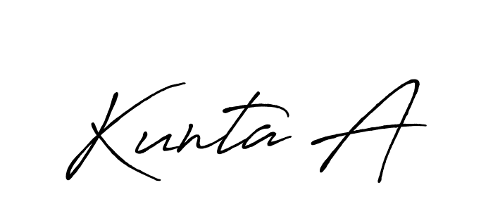 How to make Kunta A name signature. Use Antro_Vectra_Bolder style for creating short signs online. This is the latest handwritten sign. Kunta A signature style 7 images and pictures png