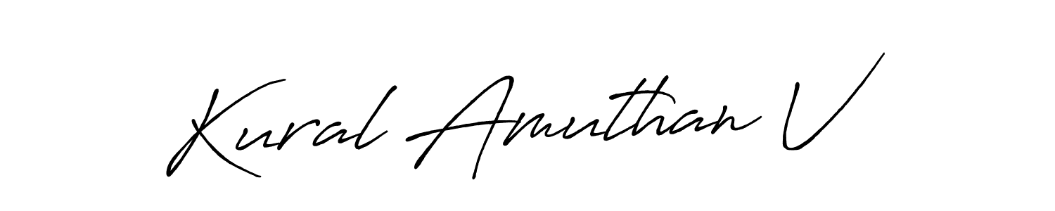 Use a signature maker to create a handwritten signature online. With this signature software, you can design (Antro_Vectra_Bolder) your own signature for name Kural Amuthan V. Kural Amuthan V signature style 7 images and pictures png