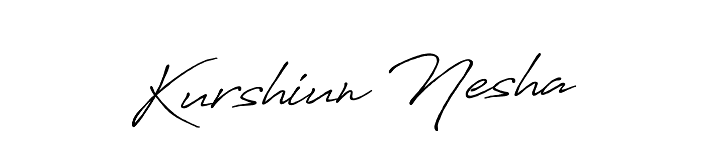 The best way (Antro_Vectra_Bolder) to make a short signature is to pick only two or three words in your name. The name Kurshiun Nesha include a total of six letters. For converting this name. Kurshiun Nesha signature style 7 images and pictures png