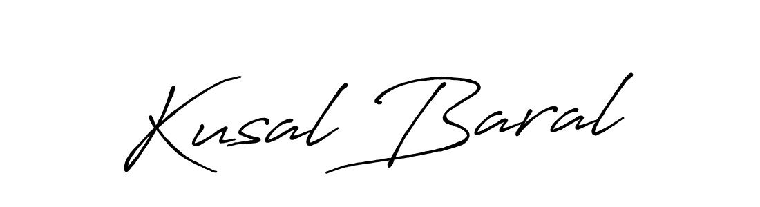 Kusal Baral stylish signature style. Best Handwritten Sign (Antro_Vectra_Bolder) for my name. Handwritten Signature Collection Ideas for my name Kusal Baral. Kusal Baral signature style 7 images and pictures png