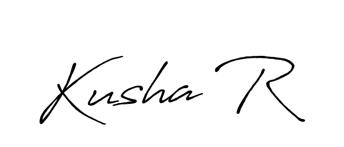 How to make Kusha R name signature. Use Antro_Vectra_Bolder style for creating short signs online. This is the latest handwritten sign. Kusha R signature style 7 images and pictures png