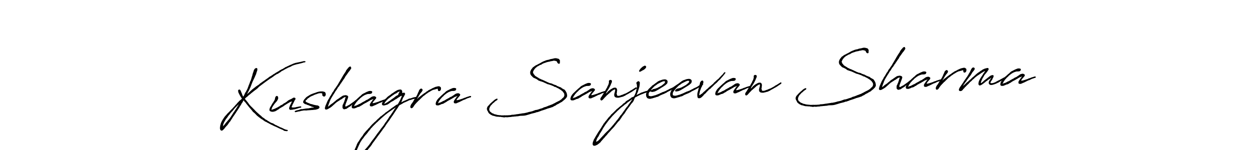 The best way (Antro_Vectra_Bolder) to make a short signature is to pick only two or three words in your name. The name Kushagra Sanjeevan Sharma include a total of six letters. For converting this name. Kushagra Sanjeevan Sharma signature style 7 images and pictures png