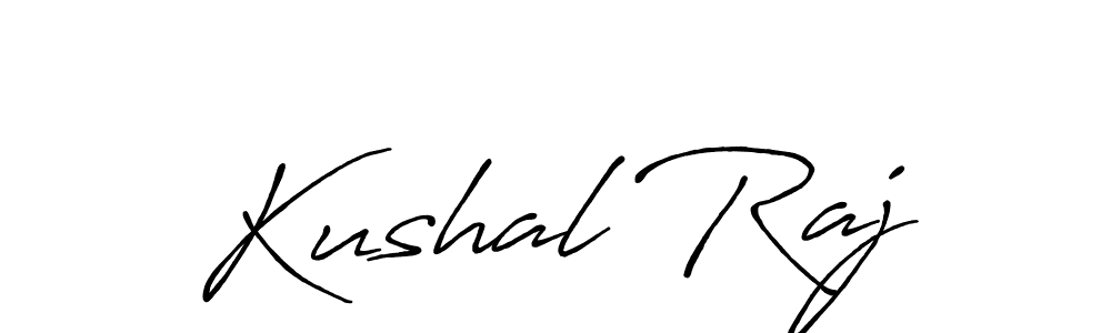 Make a beautiful signature design for name Kushal Raj. With this signature (Antro_Vectra_Bolder) style, you can create a handwritten signature for free. Kushal Raj signature style 7 images and pictures png