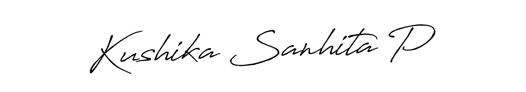 How to make Kushika Sanhita P signature? Antro_Vectra_Bolder is a professional autograph style. Create handwritten signature for Kushika Sanhita P name. Kushika Sanhita P signature style 7 images and pictures png