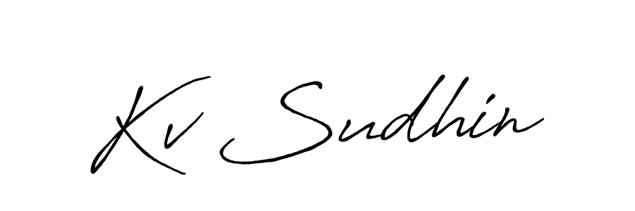 Kv Sudhin stylish signature style. Best Handwritten Sign (Antro_Vectra_Bolder) for my name. Handwritten Signature Collection Ideas for my name Kv Sudhin. Kv Sudhin signature style 7 images and pictures png