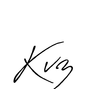 Kvz stylish signature style. Best Handwritten Sign (Antro_Vectra_Bolder) for my name. Handwritten Signature Collection Ideas for my name Kvz. Kvz signature style 7 images and pictures png