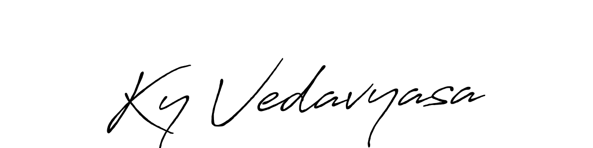 How to make Ky Vedavyasa name signature. Use Antro_Vectra_Bolder style for creating short signs online. This is the latest handwritten sign. Ky Vedavyasa signature style 7 images and pictures png