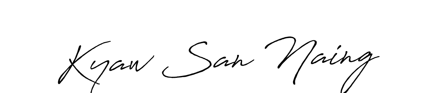 Similarly Antro_Vectra_Bolder is the best handwritten signature design. Signature creator online .You can use it as an online autograph creator for name Kyaw San Naing. Kyaw San Naing signature style 7 images and pictures png