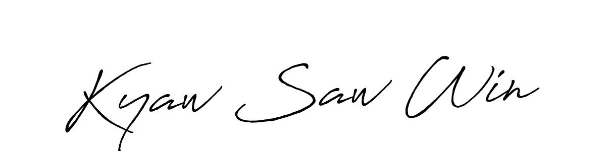 Kyaw Saw Win stylish signature style. Best Handwritten Sign (Antro_Vectra_Bolder) for my name. Handwritten Signature Collection Ideas for my name Kyaw Saw Win. Kyaw Saw Win signature style 7 images and pictures png