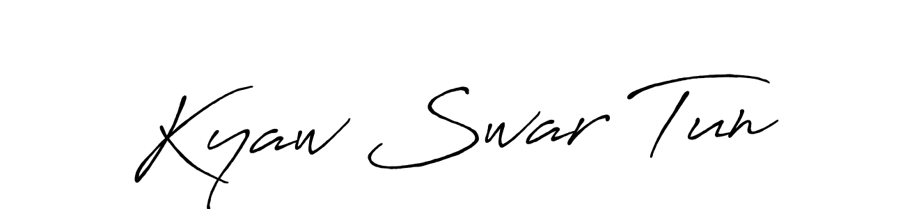 Make a beautiful signature design for name Kyaw Swar Tun. With this signature (Antro_Vectra_Bolder) style, you can create a handwritten signature for free. Kyaw Swar Tun signature style 7 images and pictures png