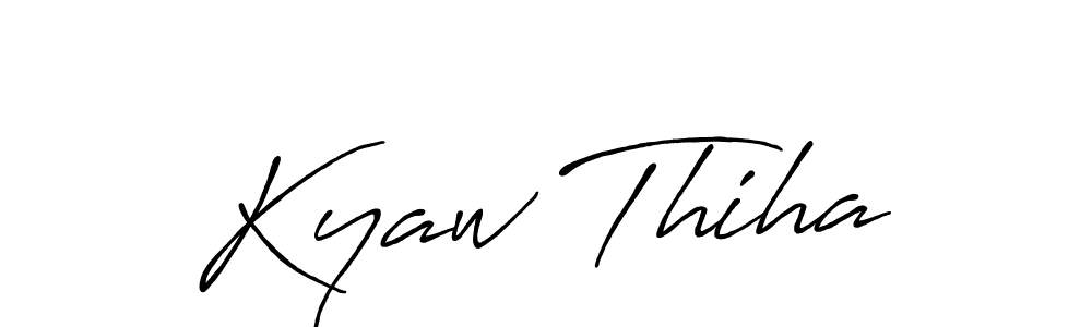 Make a beautiful signature design for name Kyaw Thiha. With this signature (Antro_Vectra_Bolder) style, you can create a handwritten signature for free. Kyaw Thiha signature style 7 images and pictures png