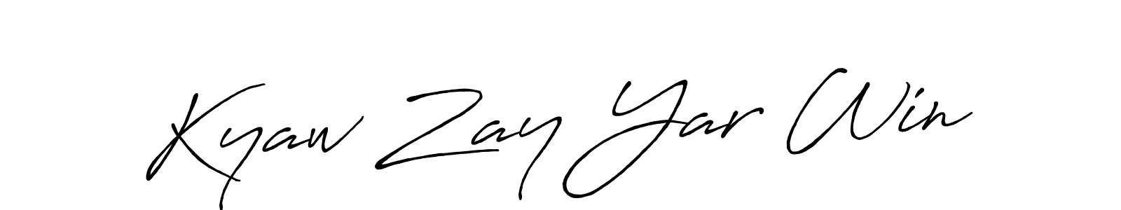 How to make Kyaw Zay Yar Win name signature. Use Antro_Vectra_Bolder style for creating short signs online. This is the latest handwritten sign. Kyaw Zay Yar Win signature style 7 images and pictures png