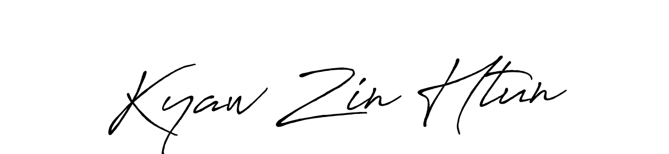 Make a beautiful signature design for name Kyaw Zin Htun. With this signature (Antro_Vectra_Bolder) style, you can create a handwritten signature for free. Kyaw Zin Htun signature style 7 images and pictures png