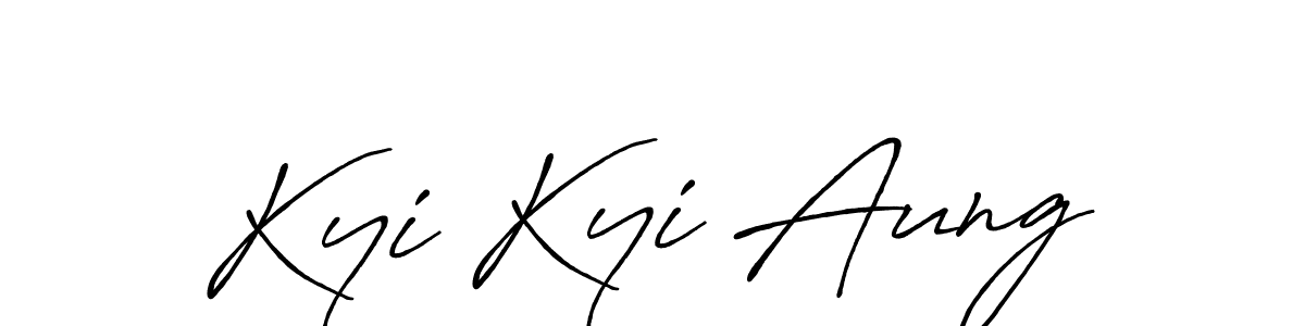 Make a beautiful signature design for name Kyi Kyi Aung. With this signature (Antro_Vectra_Bolder) style, you can create a handwritten signature for free. Kyi Kyi Aung signature style 7 images and pictures png