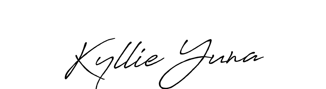How to make Kyllie Yuna name signature. Use Antro_Vectra_Bolder style for creating short signs online. This is the latest handwritten sign. Kyllie Yuna signature style 7 images and pictures png