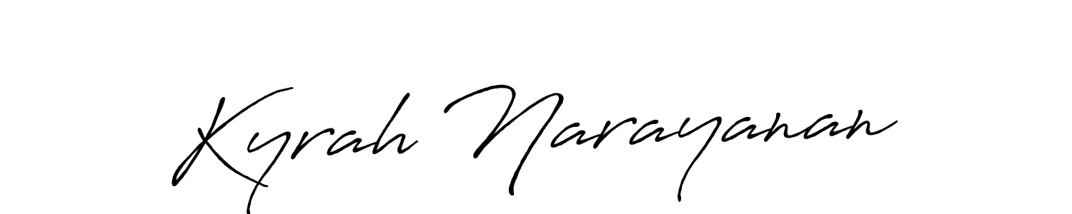 Make a beautiful signature design for name Kyrah Narayanan. With this signature (Antro_Vectra_Bolder) style, you can create a handwritten signature for free. Kyrah Narayanan signature style 7 images and pictures png