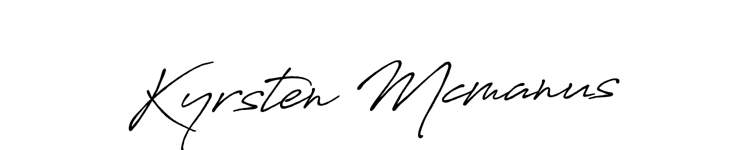 Create a beautiful signature design for name Kyrsten Mcmanus. With this signature (Antro_Vectra_Bolder) fonts, you can make a handwritten signature for free. Kyrsten Mcmanus signature style 7 images and pictures png