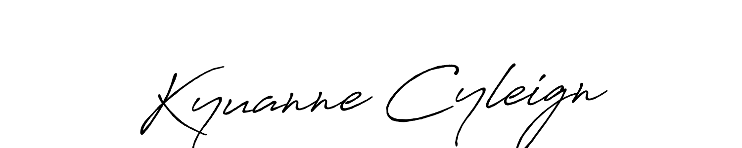 The best way (Antro_Vectra_Bolder) to make a short signature is to pick only two or three words in your name. The name Kyuanne Cyleign include a total of six letters. For converting this name. Kyuanne Cyleign signature style 7 images and pictures png