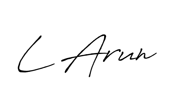 The best way (Antro_Vectra_Bolder) to make a short signature is to pick only two or three words in your name. The name L Arun include a total of six letters. For converting this name. L Arun signature style 7 images and pictures png